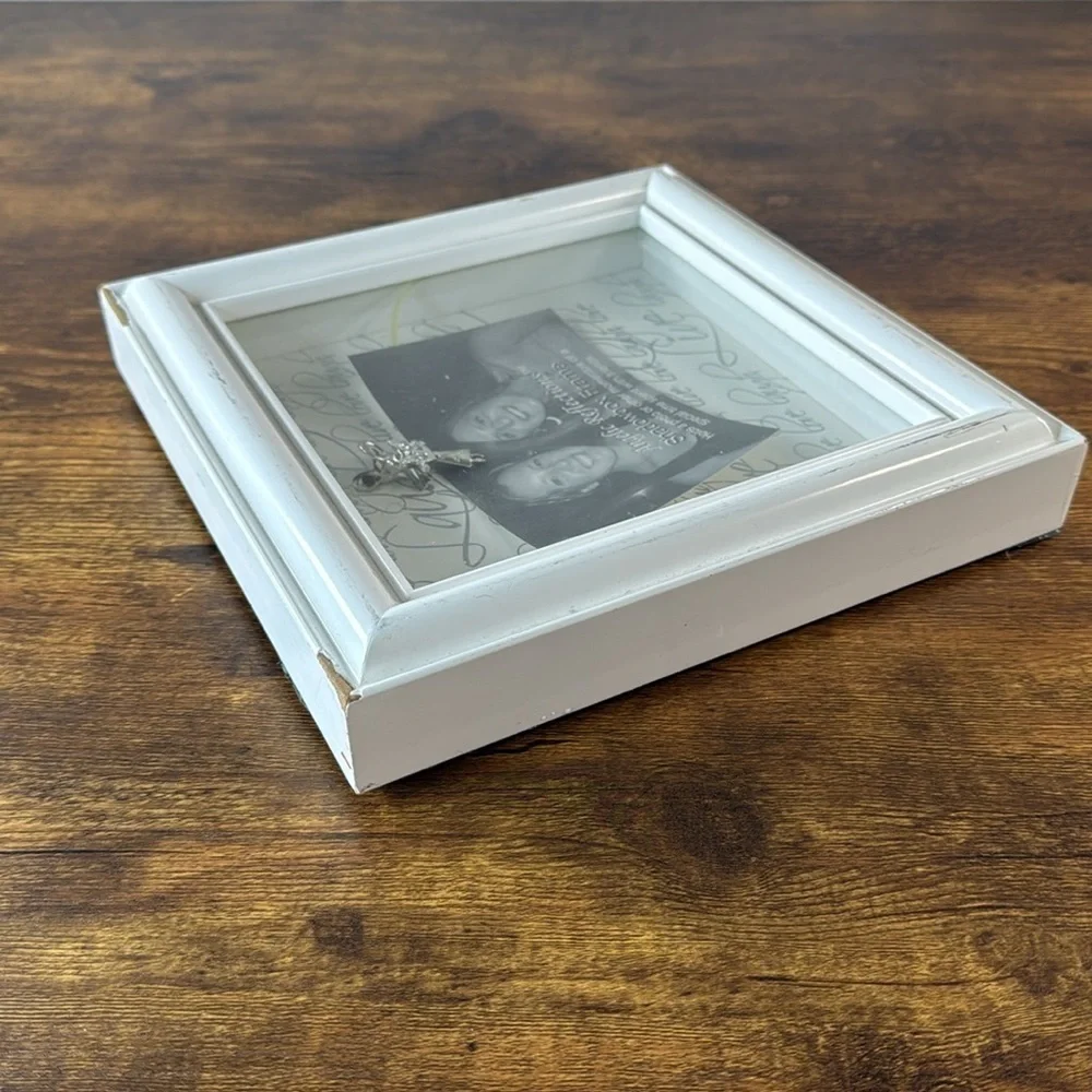 NWT White Shadowbox Distressed Design Wooden Frame 9” x 9”